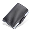 Leather Dual Aluminium Card Slot Pop Up Wallet Grey