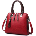 Fashion Leather Woman Casual Handbag Wine Red