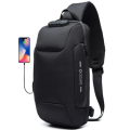 Anti Theft Lock Sling Bag Shoulder Crossbody Backpack With USB Port Black