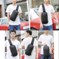 Anti Theft Lock Sling Bag Shoulder Crossbody Backpack With USB Port Dark Grey