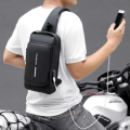Anti-Theft Lock Sling Chest Bag Shoulder Crossbody With USB Port Black