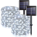 12m Solar Powered 100 LED Copper String Fairy Lights - 2 Pack - (White)