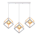 3-Lights Linear Cluster White Geometric Cube Pendant Lamp