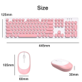 (SI-K/BOA-158) Round Keycap Punk Style Retro Wireless Keyboard & Mouse - Pink Girl Series