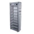 9-Tiers Covered Shoe Rack Organizer - Grey