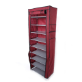 9-Tiers Covered Shoe Rack Organizer - Red