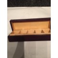 Vintage Fine Leather Stamp Box, Made in  Italy, Burgundy with Gold gilt trim