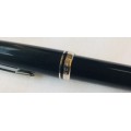 MONT BLANC GENERATION FINELINER BLACK WITH SILVER TRIM WITH REFILL IN BLACK MONT BLANC LEATHER CASE