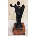 BRONZE SCULPTURE `THE WINGED VICTORY` BEAUTIFUL SCULPTURE ON ITALIAN MARBLE PLINTH - MADE IN ITALY