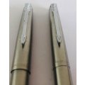 VINTAGE PARKER 45 FLIGHTER STAINLESS STEEL BALLPOINT PEN AND PENCIL