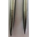 VINTAGE PARKER 45 FLIGHTER STAINLESS STEEL BALLPOINT PEN AND PENCIL