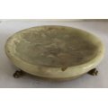 ONYX ASHTRAY WITH BRASS LEGS MADE IN ITALY IN EXCELLENT CONDITION