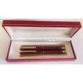 SHEAFFER MAROON BALLPOINT PEN AND PENCIL WITH GOLD TRIM IN ORIGINAL BOX
