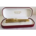 SHEAFFER PRELUDE GOLD ELECTROPLATED ROLLERBALL AND BALLPOINT PEN WHITE DOT IN ORIGINAL BOX