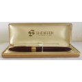 SHEAFFER MAROON FOUNTAIN PEN WITH GOLD TRIM WITH 14K NIB WHITE DOT IN ORIGINAL BOX