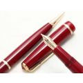 PARKER BURGUNDY SLIMFOLD FOUNTAIN PEN WITH 14K GOLD NIB AND MATCHING PENCIL