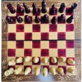 BEAUTIFUL WOOD CHESS & BACKGAMMON SET WITH WOODEN PIECES, EXCELLENT CONDITION