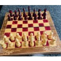 BEAUTIFUL WOOD CHESS & BACKGAMMON SET WITH WOODEN PIECES, EXCELLENT CONDITION