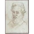 SIGNED AND DATED 1983!! GREGOIRE BOONZAIER DRAWING, TITLED `OLD MAN WITH BEARD - NOT GREGOIRE!`