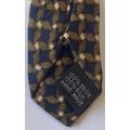 ORIGINAL ETIENNE AIGNER MENS PURE SILK HANDMADE TIE WITH BROWN AND NAVY PATTERN