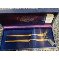 SCARCE!! CARAN D` ACHE MADISON BALLPOINT PEN AND PENCIL WITH PINSTRIPE DESIGN IN BOX UNUSED