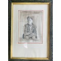 SIGNED!! ANTHONY STRICKLAND - MIXED MEDIA PAINTING OF A YOUNG BOY IN CAPE TOWN