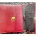 BUSBY MAROON LEATHER A4 RING FILE FOLDER AND NOTEPAD HOLDER IN EXCELLENT CONDITION