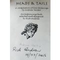 DOUBLE SIGNED !! ANDREW VERSTER `HEADS & TAILS` CONTAINS LINE DRAWINGS BY ANDREW VERSTER