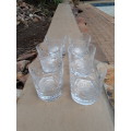 WOW, JUST OUT OF THIS WORLD VINTAGE ROSE CUT WHISKEY TUMBLERS, BOTTOMS UP!
