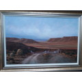 MAGNIFICENT VERY LARGE FRAMED KAROO LANDSCAPE BY WELL KNOWN & LISTED ARTIST SHELAGH PRICE. BARGAIN!