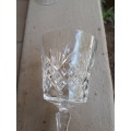 A SET OF FOUR SMALLER SIZE CRYSTAL WINE GLASSES WITH DIAMOND FLASH