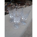BEAUTIFUL SET OF FOUR CRYSTAL SHERRY? GLASSES DIAMOND FLASH CUT. LOVELY