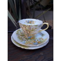 GORGEOUS VINTAGE SHELLEY CHINA ENGLAND "DAFFODIL TIME" 13370 TEA TRIO FLORAL BRIGHT & SUNNY