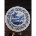 BARKER BROS ENGLAND OLD COUNTRY CRAFTS "PLOUGHING" OFF/WHITE  & BLUE DINNER PLATE