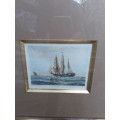 VERY NICELY FRAMED MARITIME ENGRAVING PRINT THE CONSTITUTION 1812 AFTER PAINTING A WILDE PARSONS