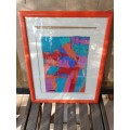 SA ARTIST TREVOR COLEMAN FRAMED OIL ABSTRACT DATED 99 COLOURFUL