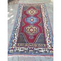 NICE HAND KNOTTED PERSIAN STYLED ORIENTAL CARPET RUG, WITH GEOMETRIC AND HOUSE PATTERN. GREAT TONES