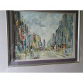 MAGNIFICENT BEAUTIFULLY FRAMED OIL/ACRYLIC CITY SCAPE BY ARTIST L SMIT 84