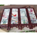 BEAUTIFUL HAND PAINTED ORIENTAL / CHINESE MINI TABLE SCREEN 8 DIFFERENT SCENES PANELS 4 BACK 4 FRONT