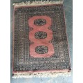 SMALL FINELY HAND KNOTTED SIGNED MORI BOKHARA KARACHI RUG