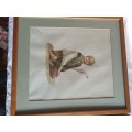 SELLING TOGETHER ARE TWO VINTAGE FRAMED CHINESE OR ORIENTAL WATERCOLOUR PORTRAITS SIGNED BY ARTIST