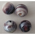 1 x Purple and White Lampwork Glass Bead, Round approx. 10mm, hole 1.5 - 2mm