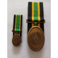 SADF - APLA 10 Year service medal set - Full size with miniature - Original