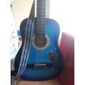 Wooden Guitar in Blue with Strap and Bag