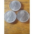 Rhodesia 10c coin x 3