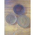 South Africa 1 x 1938 1d...1 x 1949 1d... 1 x 1951 1/2d coin