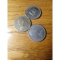 Rhodesia 2 x 1964 25c... 1 x 1975 25c coin