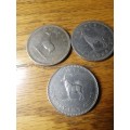 Rhodesia 2 x 1964 25c... 1 x 1975 25c coin