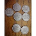 7 x Rhodesia 5c coins. See description.