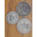 1942 x 1.. 1944 x 1 UK two shilling 1 x 1950 one shilling coins